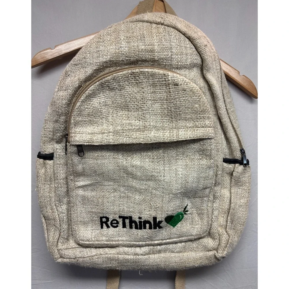 HEMP Backpack Eco-Friendly ReThink‎ Himalayan Beige Rucksack Casual NWOT Hippie
